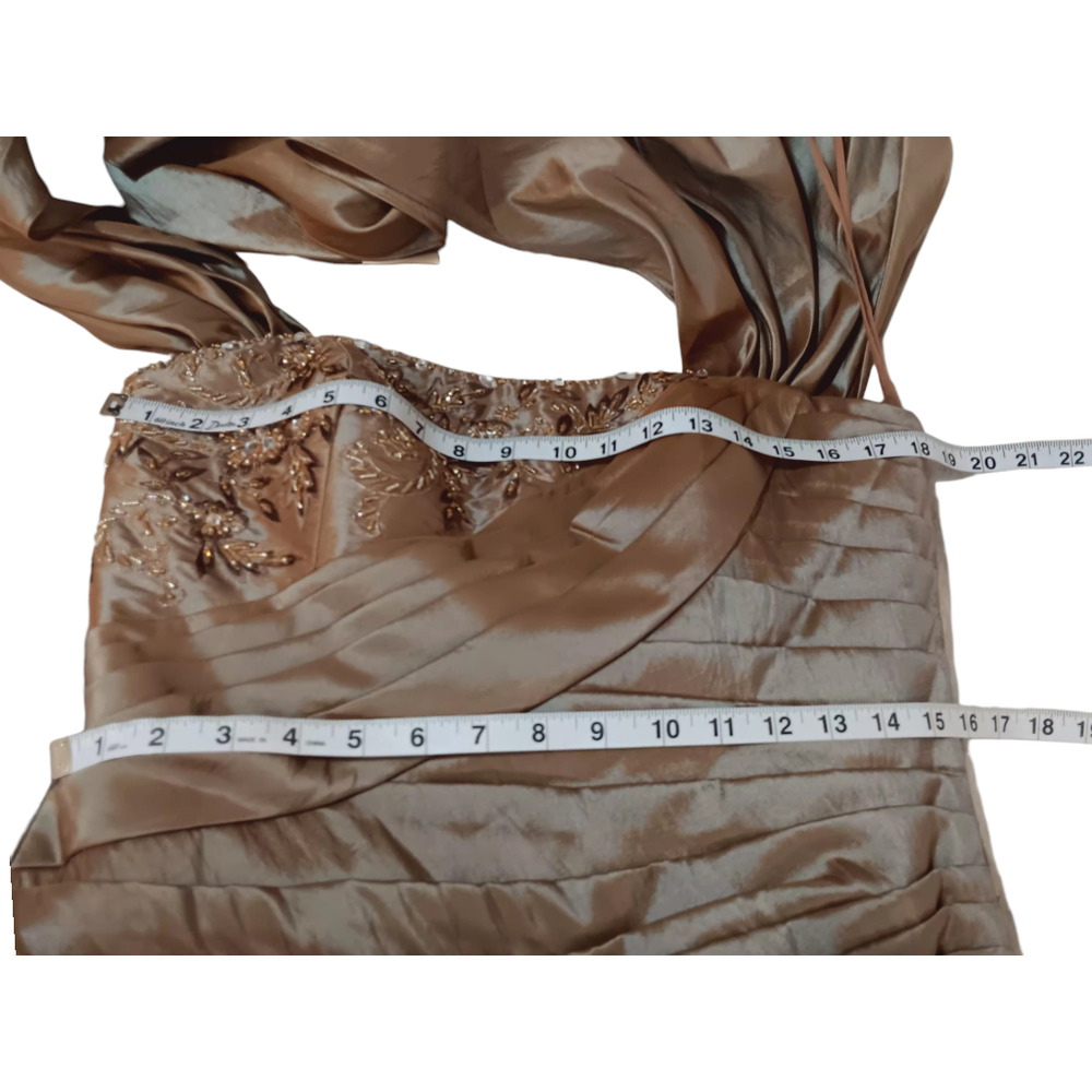 NEW JOVANI Formal Dress 10 Ballgown Bronze Beaded Taffeta Optional Wrap MotherOf - Picture 8 of 16